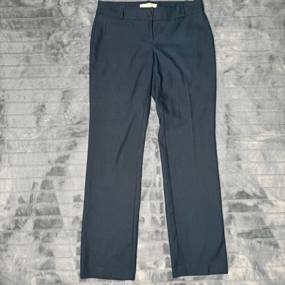 Ann Taylor LOFT Marisa Trousers Womens 4 Navy Blue Straight Leg Workwear Pants
